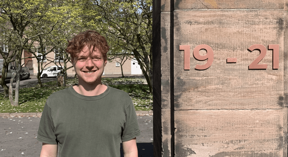 Young scientist outside building